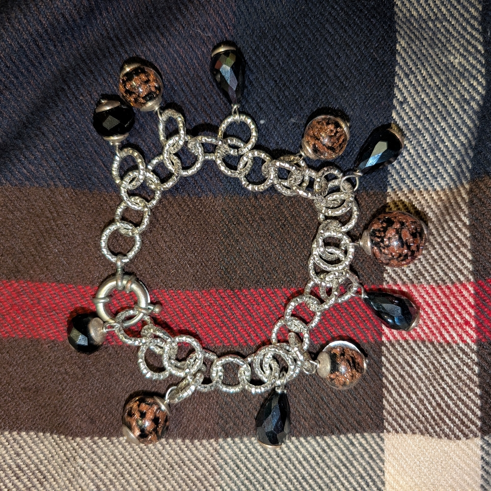 Murano Black and Brown Charm Bracelet